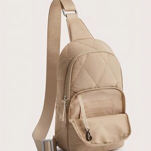 Stylish Tan Quilted Sling Bag